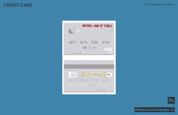 Beispielvorschau der Visa-Debitkarte der Nationalbank von Tuvalu
